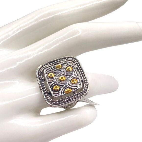 Mixed metal peacock feather chunky ring size 9.5 - Picture 2 of 4